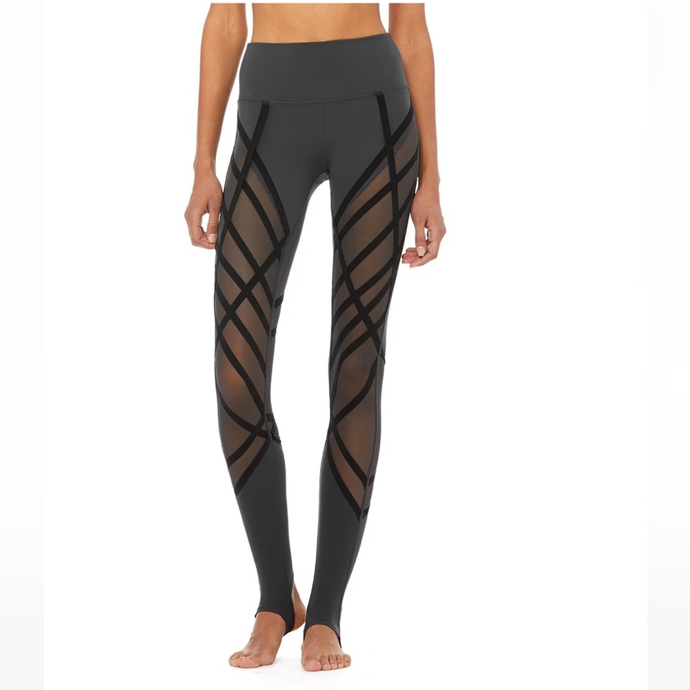 ALO Yoga Grey and Black WRAPPED STIRRUP LEGGINGS Gray